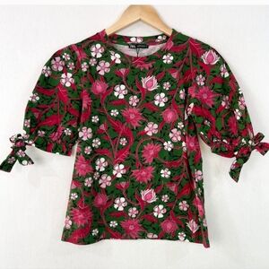 Zara Floral Puff Sleeved Tshirt